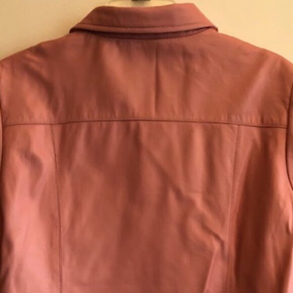 BUSHWACKER Leather Zip Front & Cuffs Pink Jacket Large Vintage - Picture 13 of 17